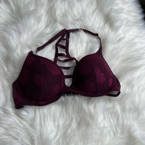 Victoria's Secret PINK Maroon Lace T Back Bra 32C